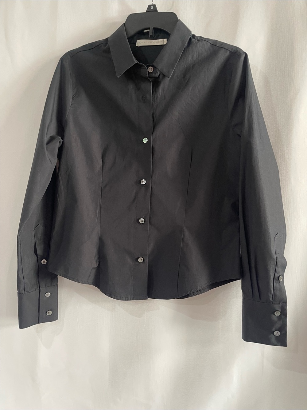 Mona Thalheimer Black Button Down Shirt Medium Long Sleeve Women's Designer